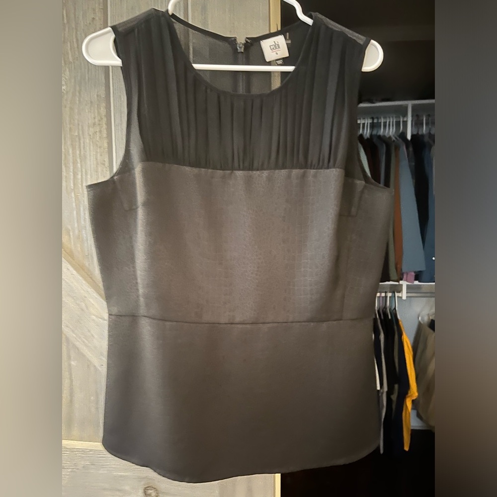 CAbi Black Snakeskin Sleeveless Blouse